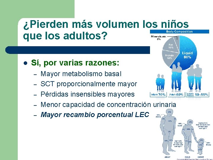 ¿Pierden más volumen los niños que los adultos? l Sí, por varias razones: –