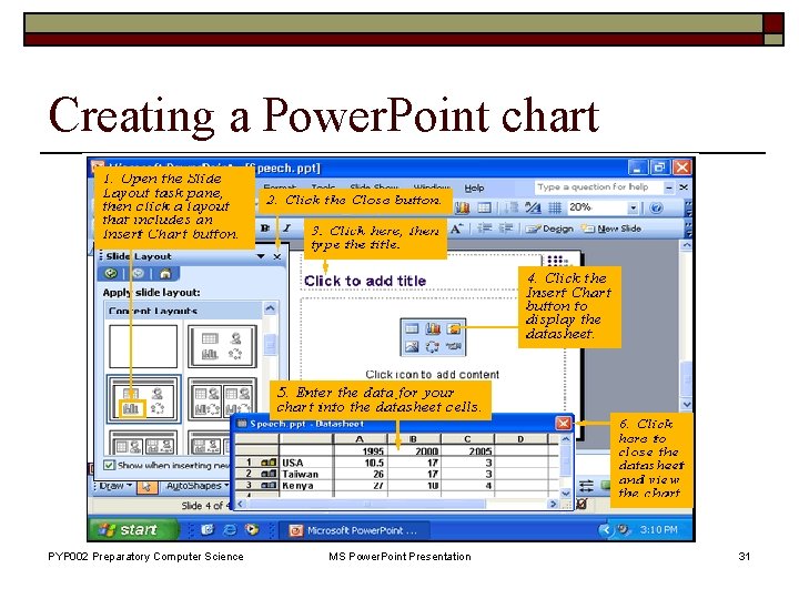 Creating a Power. Point chart PYP 002 Preparatory Computer Science MS Power. Point Presentation
