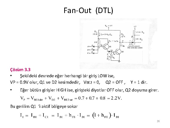 Fan-Out (DTL) Çözüm 3. 3 • Şekildeki devrede eğer herhangi bir giriş LOW ise,