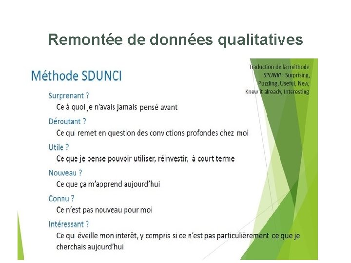 Remontée de données qualitatives 