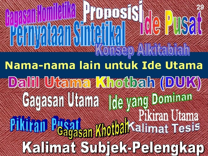 29 Nama-nama lain untuk Ide Utama 