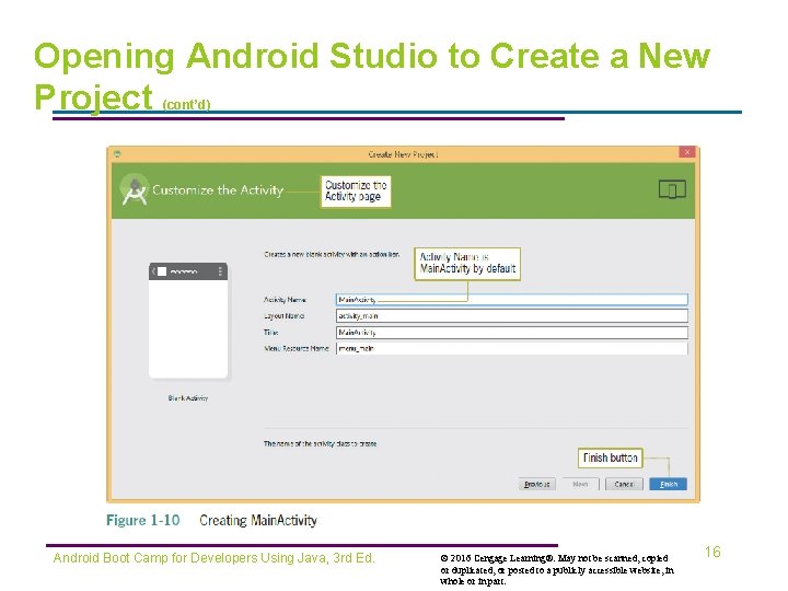 Opening Android Studio to Create a New Project (cont’d) Android Boot Camp for Developers