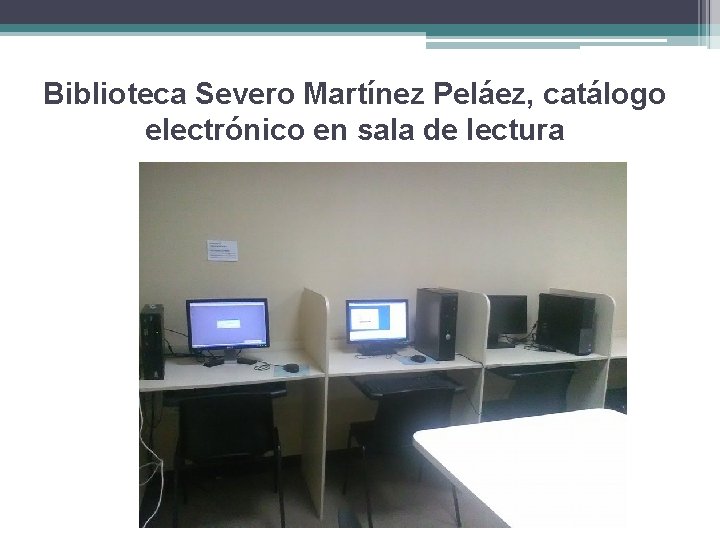 Biblioteca Severo Martínez Peláez, catálogo electrónico en sala de lectura 