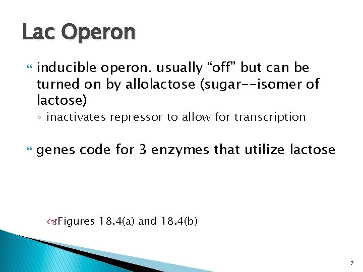Lac Operon inducible operon. usually “off” but can be turned on by allolactose (sugar--isomer