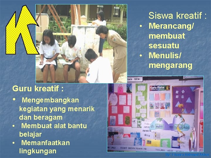 Siswa kreatif : • Merancang/ membuat sesuatu • Menulis/ mengarang Guru kreatif : •