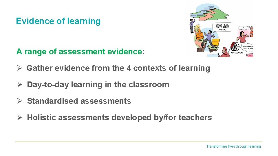 Evidence of learning A range of assessment evidence: Ø Gather evidence from the 4