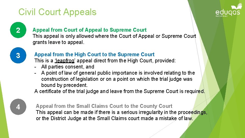 Civil Court Appeals 2 3 4 Appeal from Court of Appeal to Supreme Court