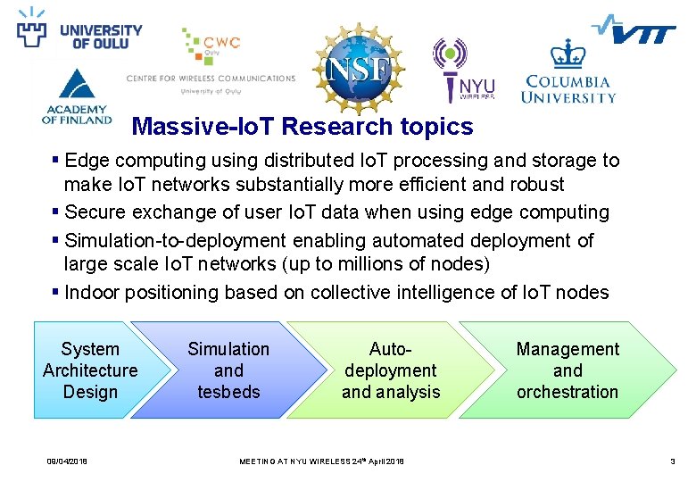 Massive-Io. T Research topics § Edge computing using distributed Io. T processing and storage