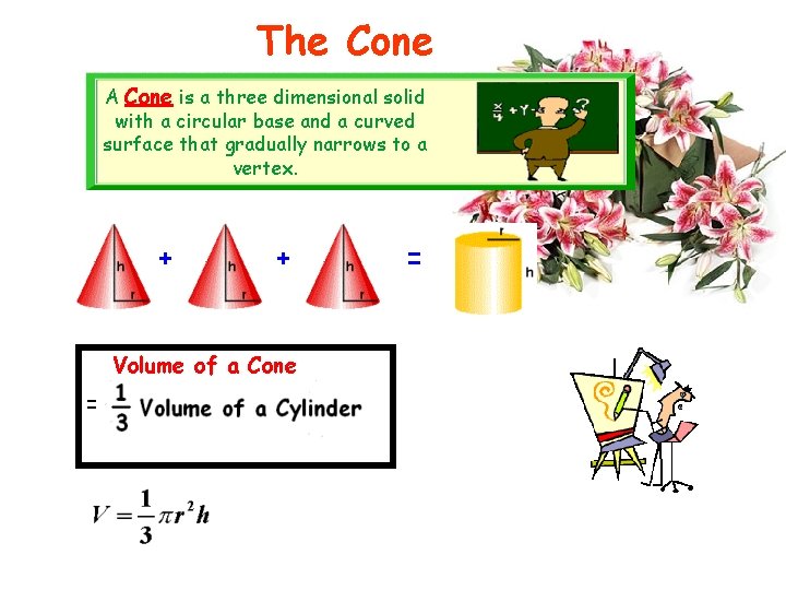 The Cone A Cone is a three dimensional solid with a circular base and