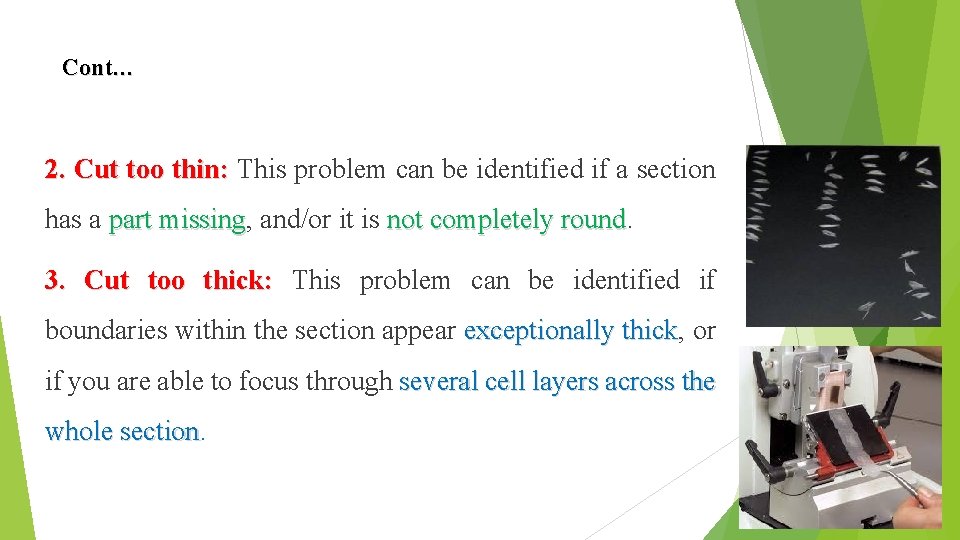 Cont… 2. Cut too thin: This problem can be identified if a section has