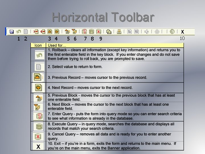 Horizontal Toolbar 1 2 3 4 5 6 7 8 9 10 