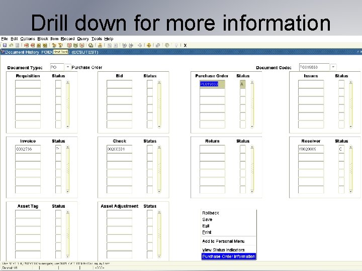 Drill down for more information 