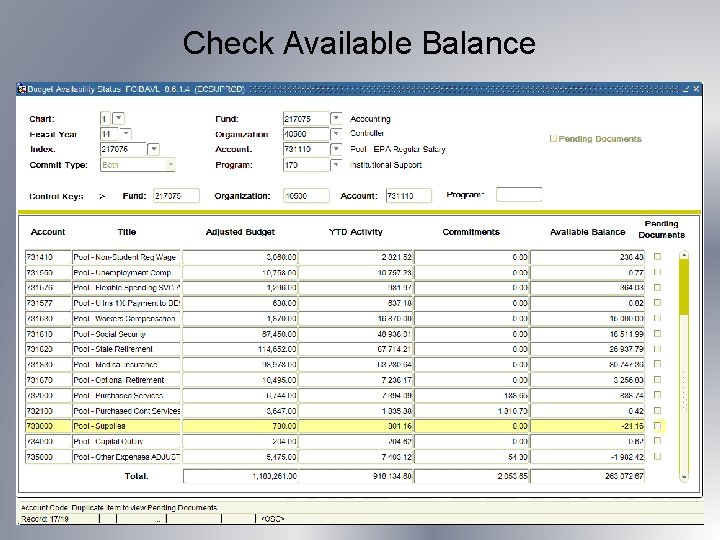 Check Available Balance 