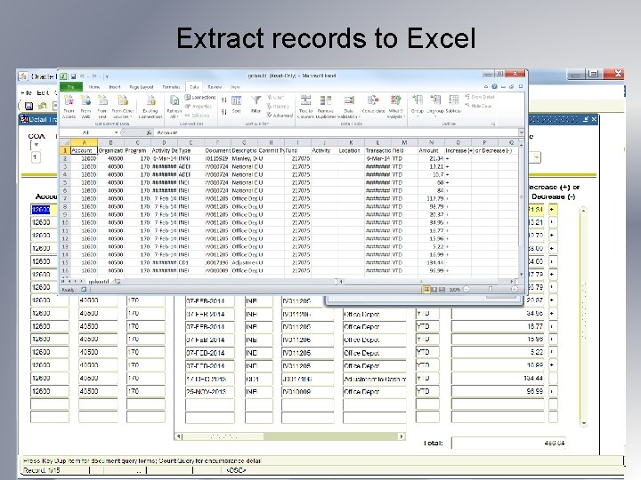 Extract records to Excel 