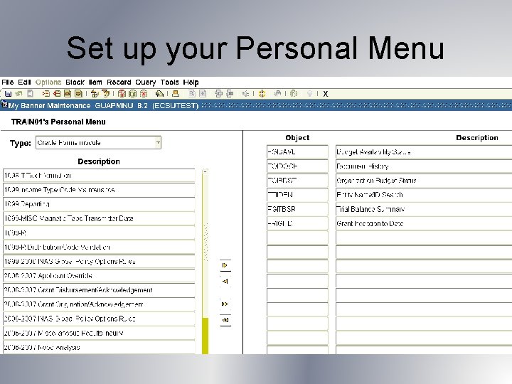 Set up your Personal Menu 