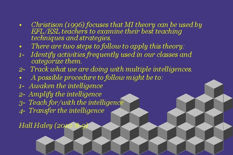  • • 1234 - Christison (1996) focuses that MI theory can be used