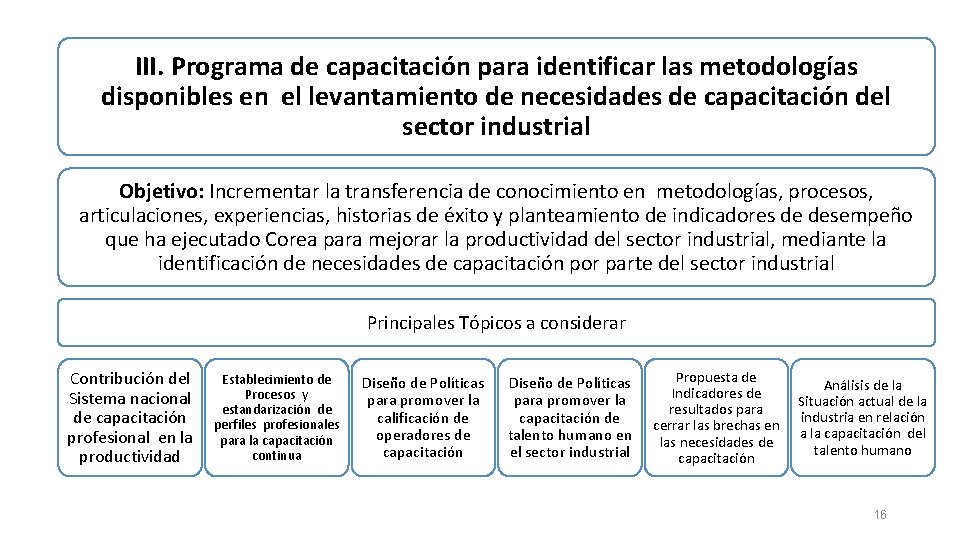III. Programa de capacitación para identificar las metodologías disponibles en el levantamiento de necesidades