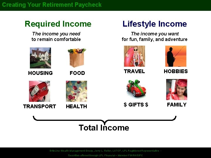 Creating Your Retirement Paycheck Required Income The income you need to remain comfortable HOUSING