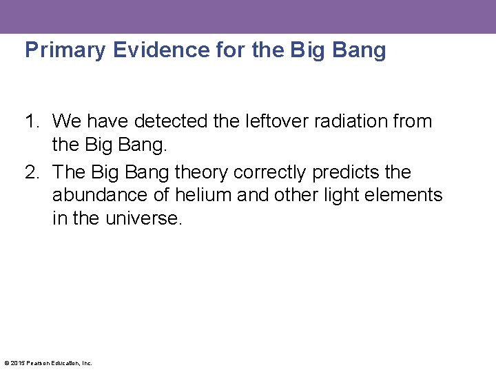 Primary Evidence for the Big Bang 1. We have detected the leftover radiation from