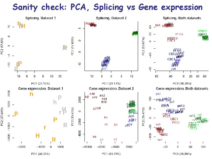 Sanity check: PCA, Splicing vs Gene expression 