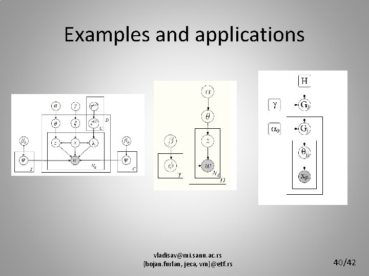 Examples and applications vladisav@mi. sanu. ac. rs {bojan. furlan, jeca, vm}@etf. rs 40/42 