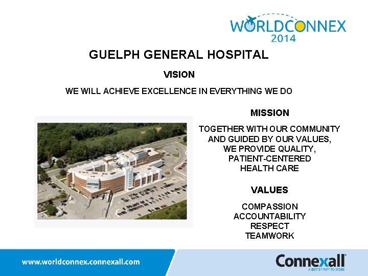 GUELPH GENERAL HOSPITAL VISION WE WILL ACHIEVE EXCELLENCE IN EVERYTHING WE DO MISSION TOGETHER