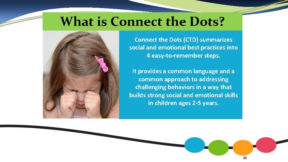 What is Connect the Dots? Connect the Dots (CTD) summarizes social and emotional best