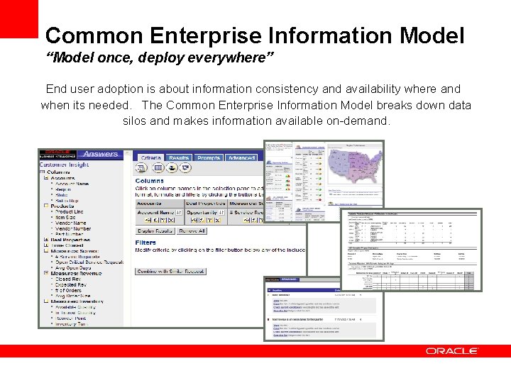 Common Enterprise Information Model “Model once, deploy everywhere” End user adoption is about information