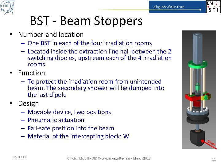 BST - Beam Stoppers • Number and location – One BST in each of