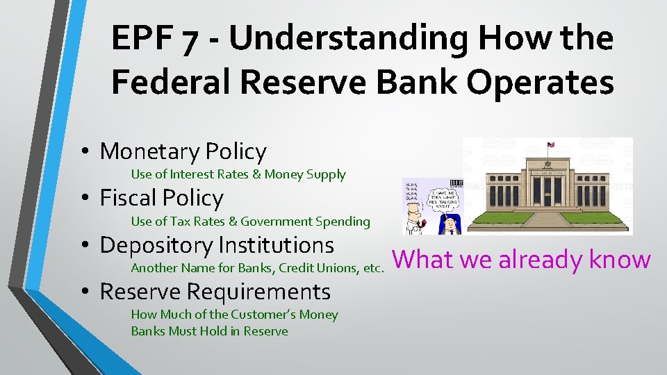 EPF 7 - Understanding How the Federal Reserve Bank Operates • Monetary Policy Use