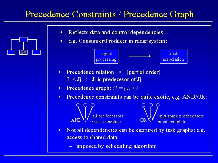 Precedence Constraints / Precedence Graph • Reflects data and control dependencies • e. g. Precedence Constraints / Precedence Graph • Reflects data and control dependencies • e. g.