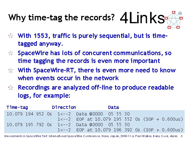Why time-tag the records? With 1553, traffic is purely sequential, but is timetagged anyway. Why time-tag the records? With 1553, traffic is purely sequential, but is timetagged anyway.