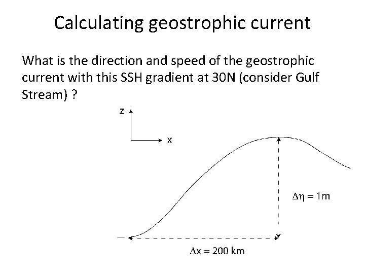 Calculating geostrophic current What is the direction and speed of the geostrophic current with