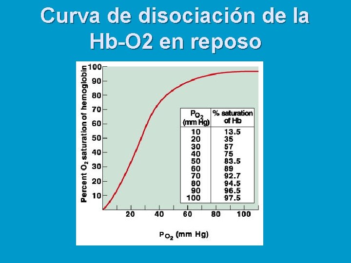 Curva de disociación de la Hb-O 2 en reposo 