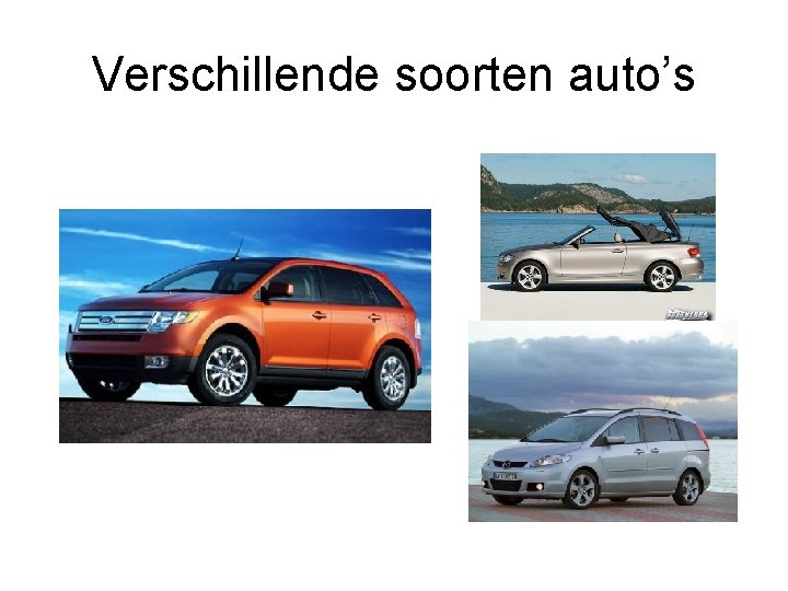 Verschillende soorten auto’s 