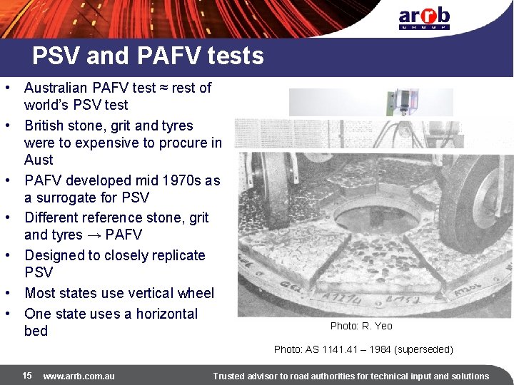 PSV and PAFV tests • Australian PAFV test ≈ rest of world’s PSV test