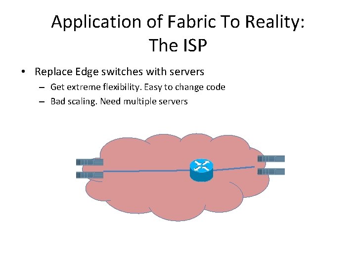 Application of Fabric To Reality: The ISP • Replace Edge switches with servers –