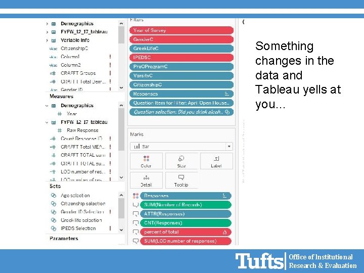 Something changes in the data and Tableau yells at you… Office of Institutional Research