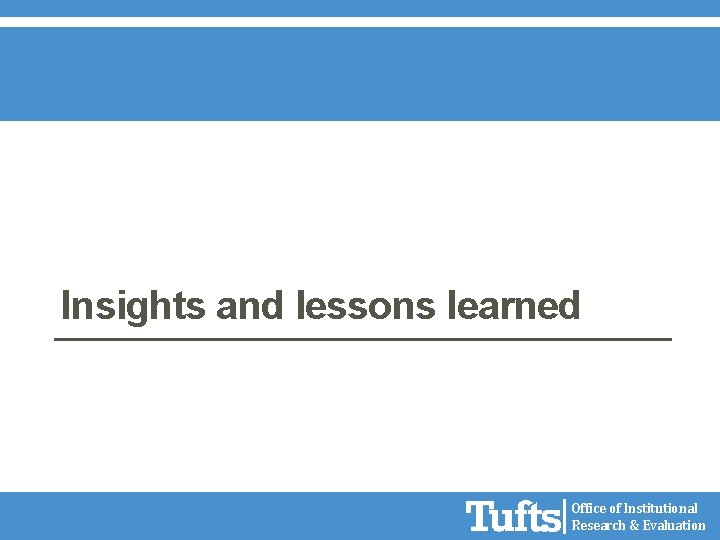 Insights and lessons learned Office of Institutional Research & Evaluation 