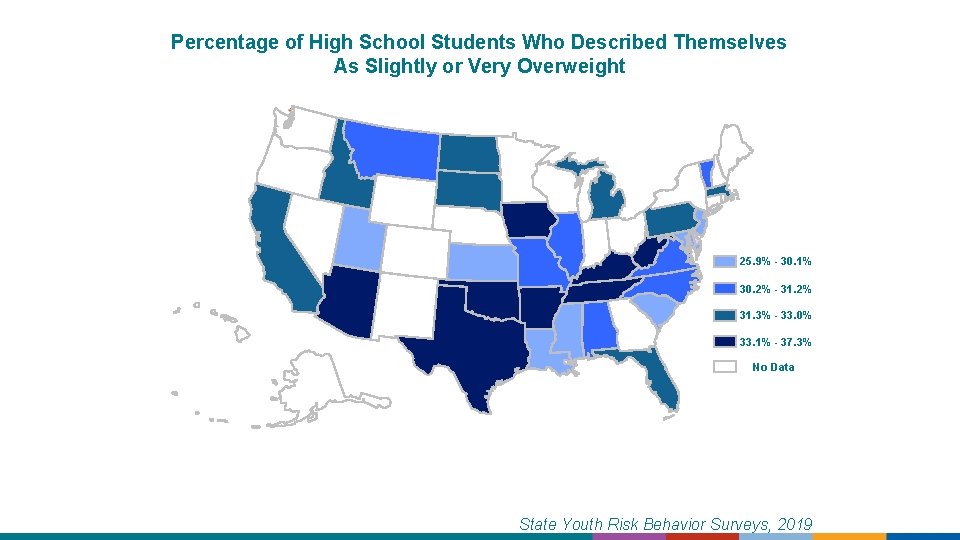 Percentage of High School Students Who Described Themselves As Slightly or Very Overweight 25.