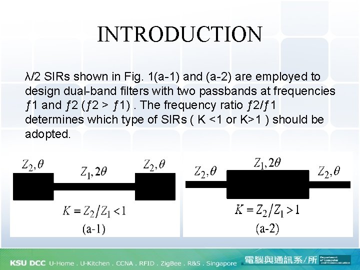 INTRODUCTION λ/2 SIRs shown in Fig. 1(a-1) and (a-2) are employed to design dual-band