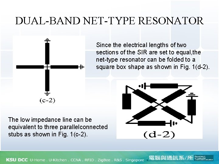 DUAL-BAND NET-TYPE RESONATOR Since the electrical lengths of two sections of the SIR are