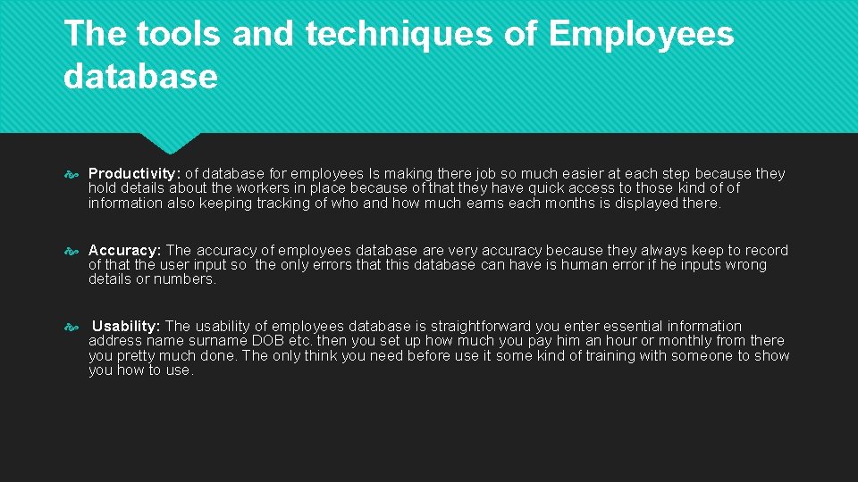 The tools and techniques of Employees database Productivity: of database for employees Is making