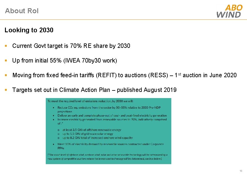 About Ro. I Looking to 2030 § Current Govt target is 70% RE share
