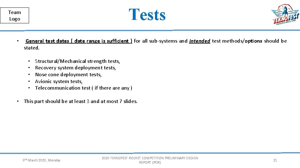 Herkese Açık | Public Tests Team Logo • General test dates ( date range