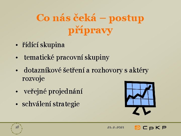 Co nás čeká – postup přípravy • řídící skupina • tematické pracovní skupiny •