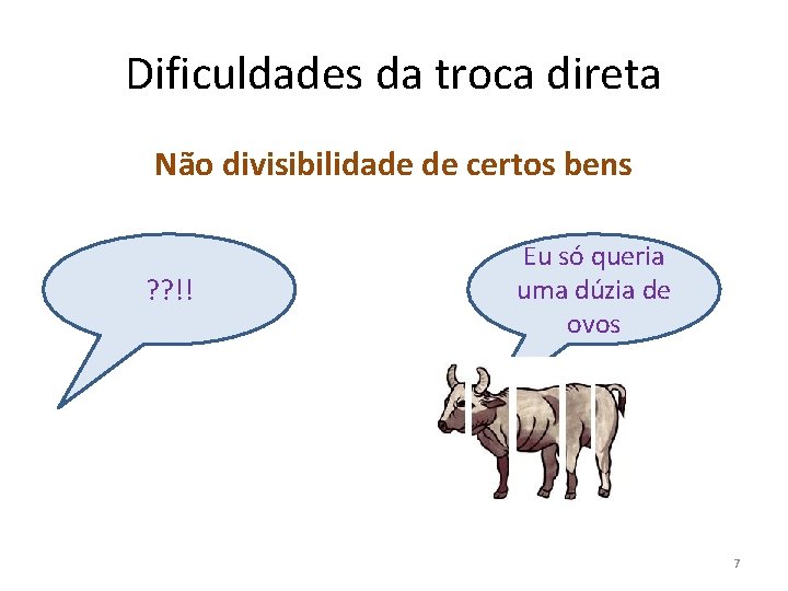 Dificuldades da troca direta Não divisibilidade de certos bens ? ? !! Eu só