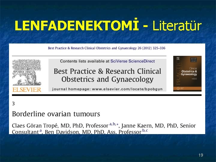 LENFADENEKTOMİ - Literatür 19 