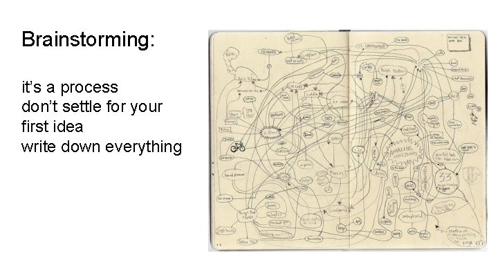 Brainstorming: it’s a process don’t settle for your first idea write down everything 