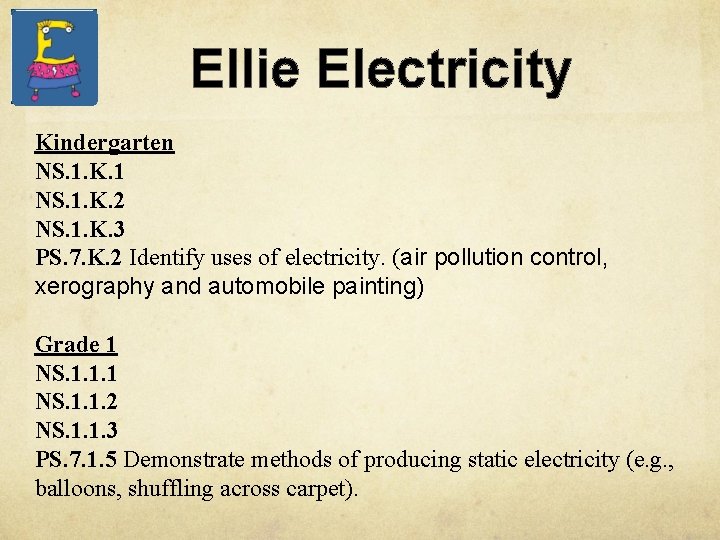 Ellie Electricity Kindergarten NS. 1. K. 1 NS. 1. K. 2 NS. 1. K.